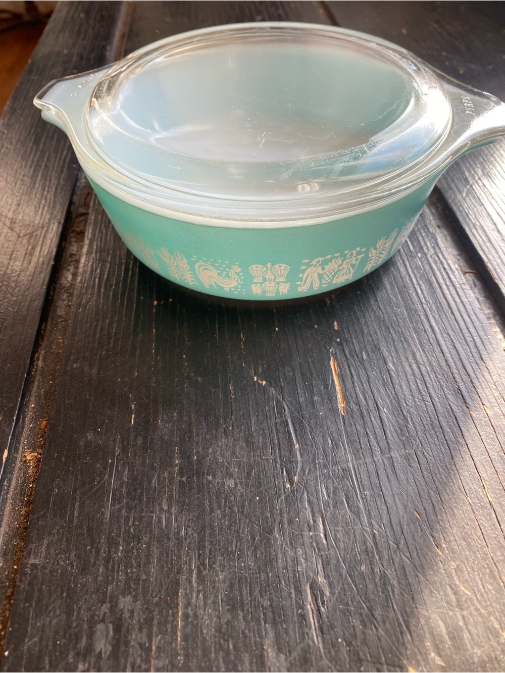 Pyrex Turquoise Cinderella Casserole with Clear Lid